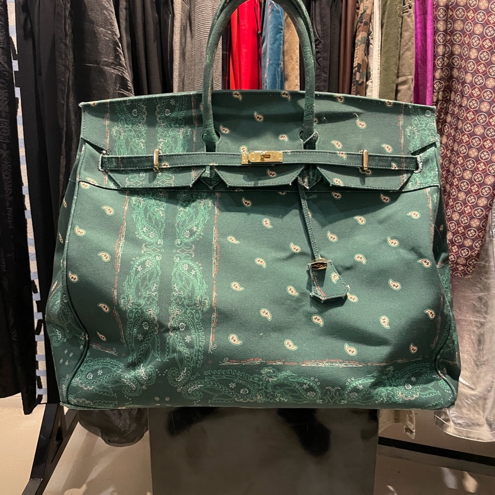 THE WORLD IS YOURS Paisley Travel Bag Green Hac 50 Birkin Style
